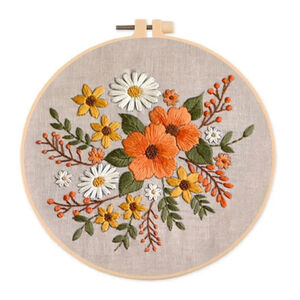 Spring Flowers Embroidery Kit w/ Hoop | DIY Hand Embroidery Craft Set New Sealed